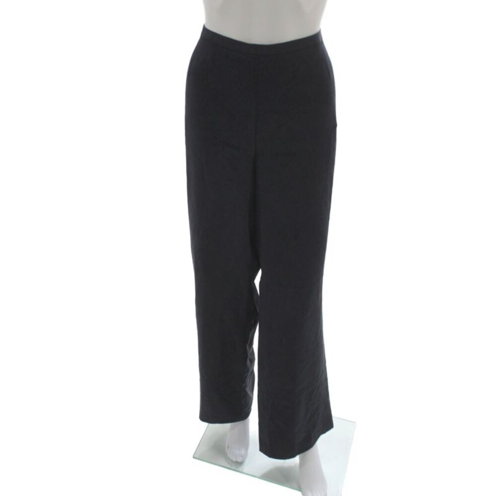 Lafayette 148 New York Women Black Silk Dress Pants Zip Size 16
